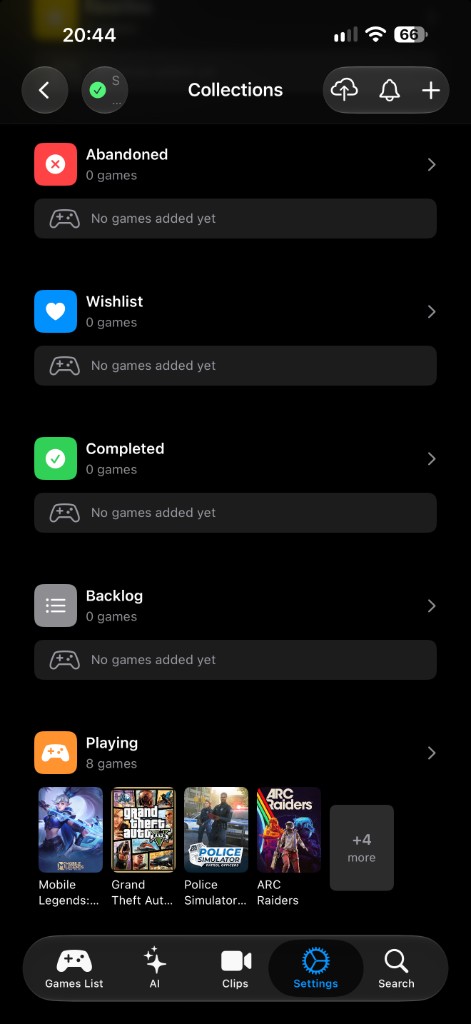 UTG collections synced with iCloud